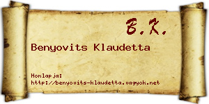 Benyovits Klaudetta névjegykártya